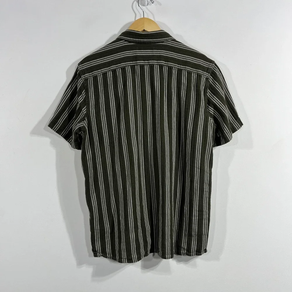 Banana Republic Heritage Old Money Mens Large Striped Short Sleeve Camp Shirt